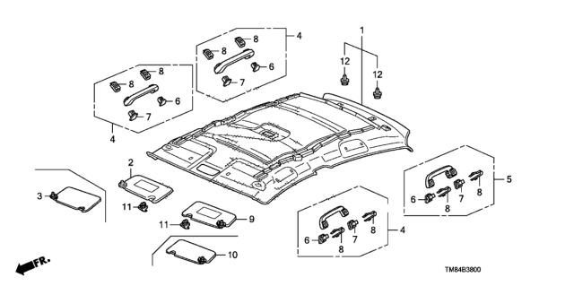 2014 Honda Insight Sunvisor Assembly, Driver Side (Warm Gray) Diagram for 83280TM8A32ZA