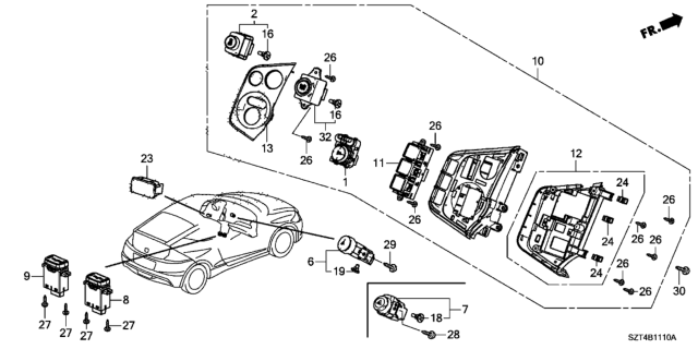 2012 Honda CR-Z  Bulb, Neo-Wedge (14V 65Ma) Diagram for 35871SZTL61