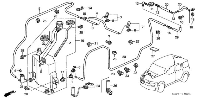 2003 Honda Element  Tank Set, Washer Diagram for 76840SCVA01