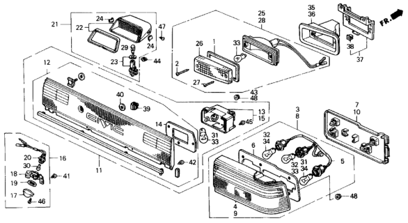 1991 Honda Civic Light Assy., High Mount Stop *B49L* (FAIR BLUE) Diagram for 34270SH4A01ZA