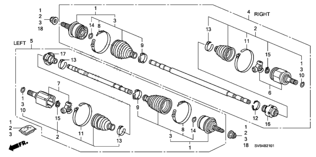 2010 Honda Civic  Joint, Inboard Diagram for 44310SNEA11