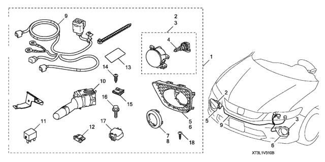 2015 Honda Accord  Foglight Unit, Driver Side (Coo) Diagram for 33951TY0305