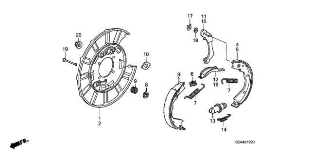2015 Honda Pilot  Cup, Shoe Hold Down Diagram for 43174S3VA01