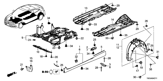 2020 Honda Civic Fender, Right Rear (Inner) Diagram for 74552TBGA10
