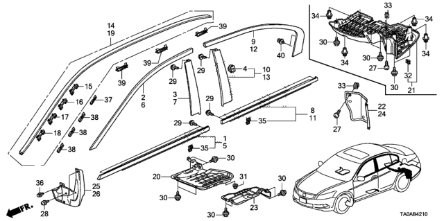 2012 Honda Accord Clip, Sash Garnish Diagram for 72431TA0000