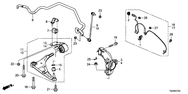 2017 Honda Ridgeline Knuckle, Right Front Diagram for 51211T6ZA01