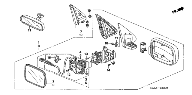 2006 Honda CR-V Actuator Set, Driver Side (Heated) Diagram for 76215SCAG01