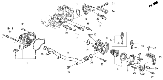 1994 Honda Accord  Thermostat Assembly (Nippon Thermostat) Diagram for 19301P08316