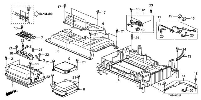 2011 Honda Insight  Busbar, Downverter Output Diagram for 1B442RBJ000