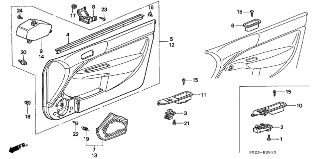 1996 Honda Civic Sub-Switch Assembly, Power Window (Excel Charcoal) Diagram for 35770S04003ZB