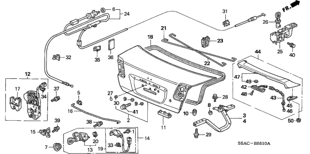2005 Honda Civic  Rubber, L. Spoiler Diagram for 71702S5DA11