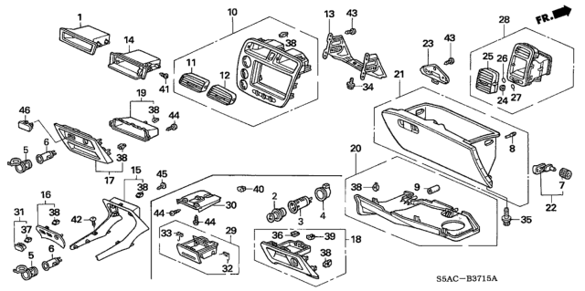 2005 Honda Civic  Lid, Switch Hole *NH361L* (CF GRAY) Diagram for 77755S5AA00ZA