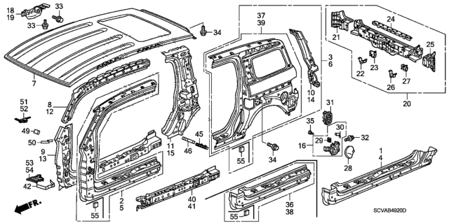 2007 Honda Element  Panel, R. Side Sill Diagram for 04631SCVA02ZZ