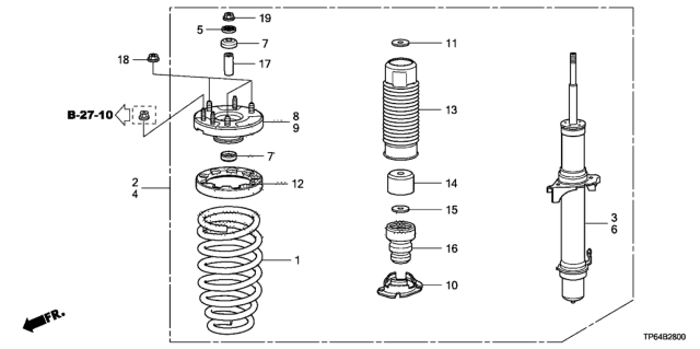 2011 Honda Crosstour Spring, Front Diagram for 51401TP6A02