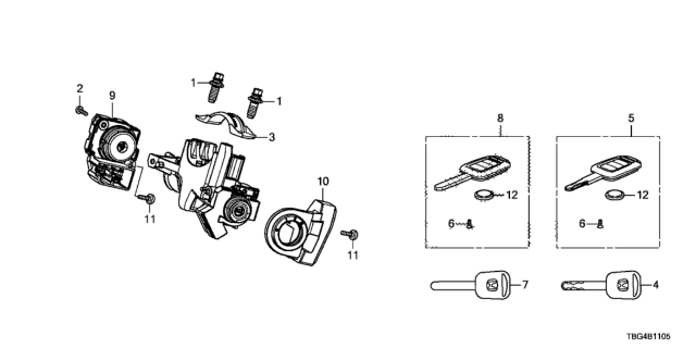 2016 Honda Civic  Holder, Column Diagram for 35108TX4003