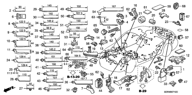 2006 Honda Accord Hybrid  Clip, Harness Band (151MM) (Brown)(W/Seal) Diagram for 91545S2A003