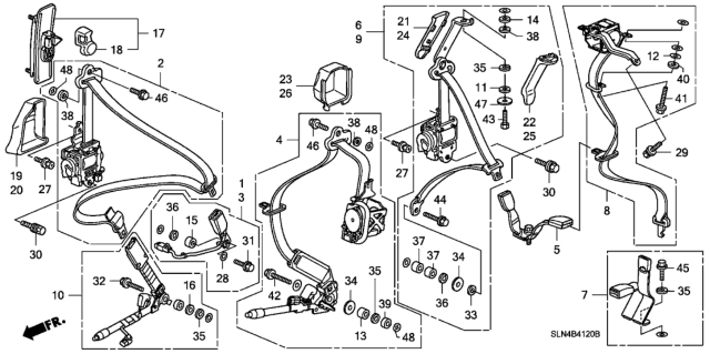 2007 Honda Fit  Tongue Set, Right Rear Seat Belt (Outer) (Graphite Black) Diagram for 04824SLNA00ZA