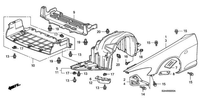 2005 Honda S2000 Stay, R. FR. Fender Diagram for 60212S2A000ZZ