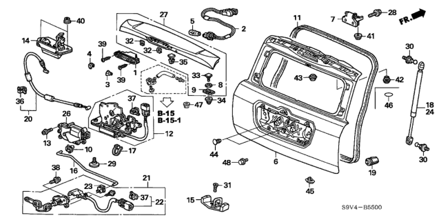 2005 Honda Pilot  Lock, Tailgate Diagram for 74801S9VA01