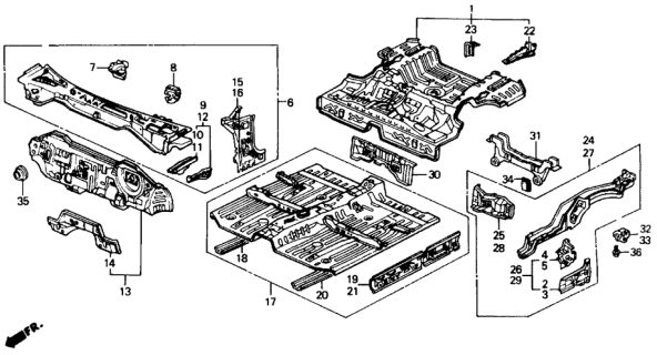 1988 Honda Civic Member, Dashboard (Lower) Diagram for 61551SH3A00ZZ