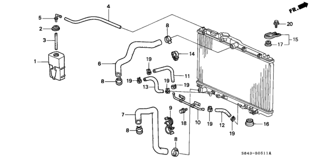 2002 Honda Accord  Tube A, Reserve Tank Diagram for 19103P8CA00