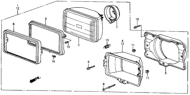 1985 Honda CRX Headlight, CRX (H4666) Diagram for 33110SB2663AH