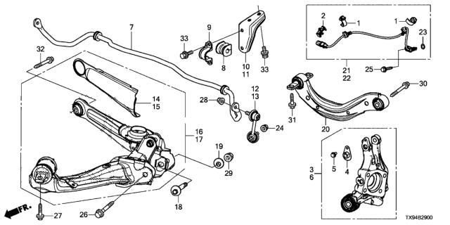 2013 Honda Fit EV  Arm, Rear (Upper) Diagram for 52510TX6A01