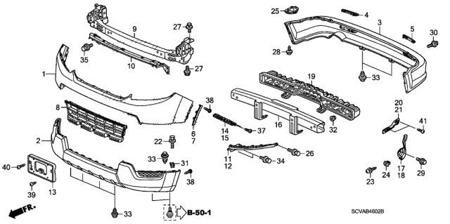 2009 Honda Element  Beam, FR. Bumper Center (Upper) Diagram for 71140SCVA50