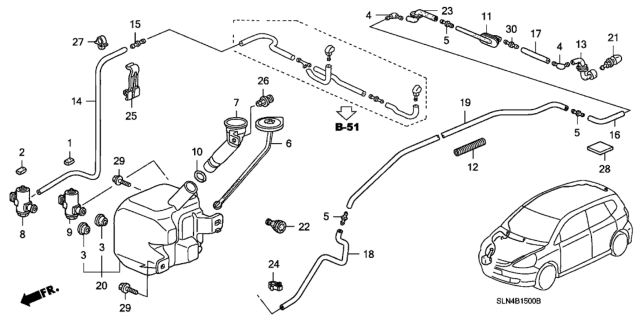 2008 Honda Fit Tube 1500 Diagram for 76800T0AP50