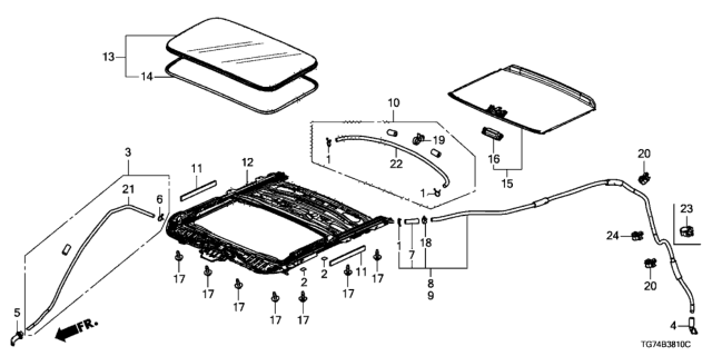 2020 Honda Pilot Tube Assy., RR. Drain Diagram for 70070TZ5A02