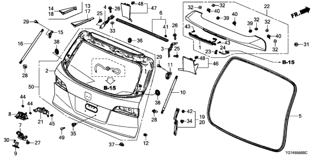 2019 Honda Pilot  Stay Assembly, Passenger Side Tailgate Open Diagram for 74820TG7A11