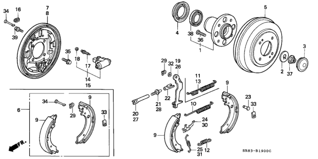 1995 Honda Civic  Shoe, Rear Brake Diagram for 43153SR4A02