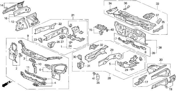 1994 Honda Del Sol Plate, Crossmember (Lower) Diagram for 60442SR3A00ZZ