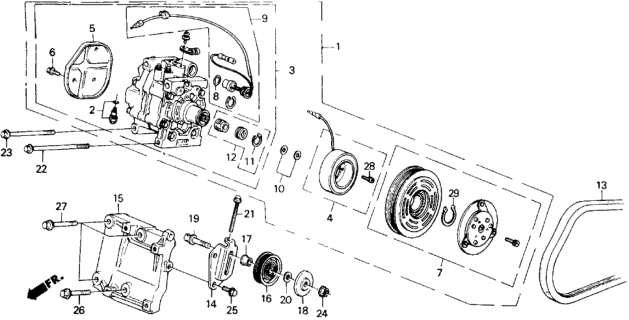 1988 Honda Civic Seal Set, Shaft Diagram for 38918PK1014