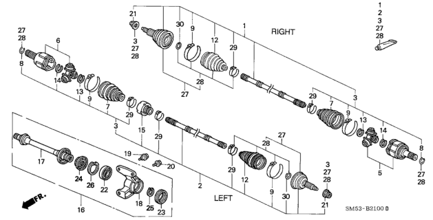 1993 Honda Accord  Joint, Inboard Diagram for 44310SM1900