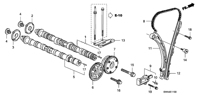 2009 Honda CR-V Actuator Assy., VTC (46T) Diagram for 14310RZA003