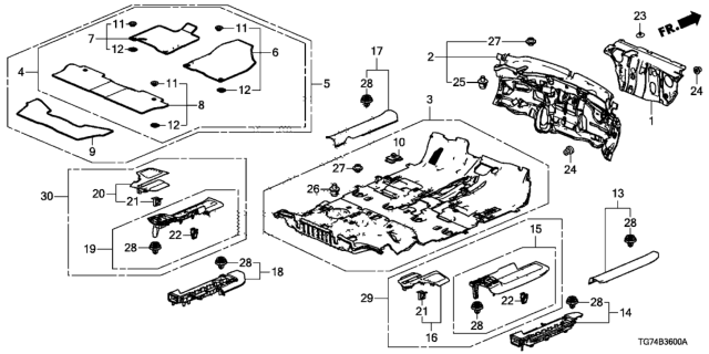 2019 Honda Pilot Insulator, Dashboard Diagram for 74260TG7A00