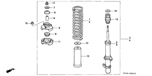 1994 Honda Accord Shock Absorber Unit, Right Front Diagram for 51605SV4A02