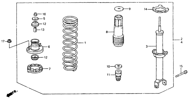 1993 Honda Accord Shock Absorber Unit, Rear Diagram for 52611SM4014
