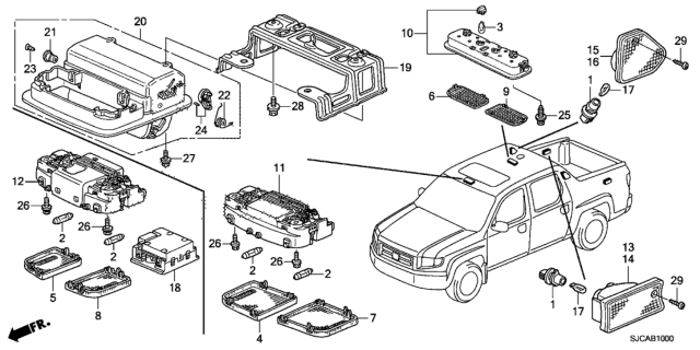 2014 Honda Ridgeline Base Diagram for 34404SDAA22