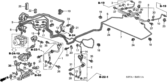 2005 Honda Insight  Clip, Brake Pipe Diagram for 46395SM4951