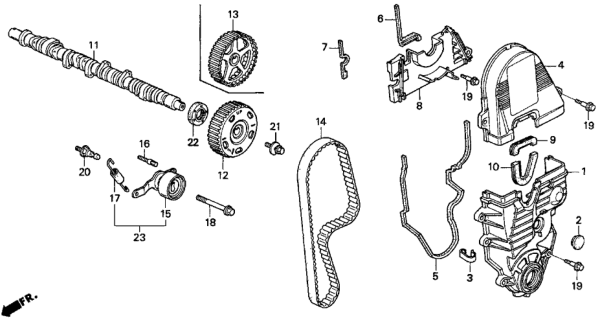1996 Honda Del Sol  Cover, Timing Belt (Upper) Diagram for 11821P2E000