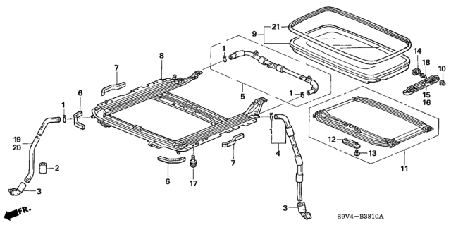 2023 Honda Pilot Frame, Sunroof Diagram for 70100S9VA12