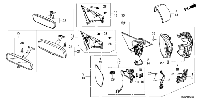 2021 Honda Civic  HOUSING SET, R Diagram for 76205TEKM01