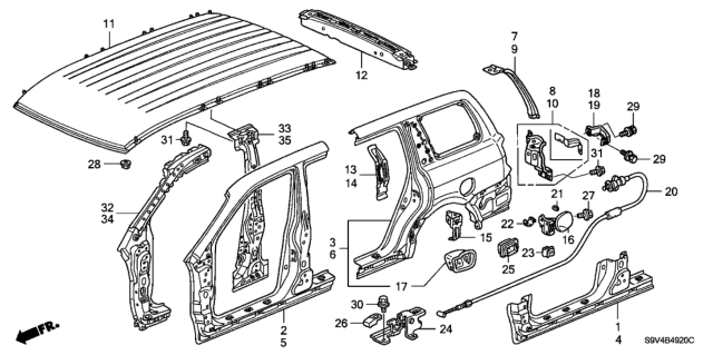 2003 Honda Pilot Opener Assy., Fuel Diagram for 74882S3VA01