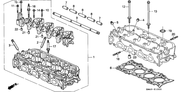 1990 Honda Accord Shaft B, Valve Rocker Arm Diagram for 14632PT0000