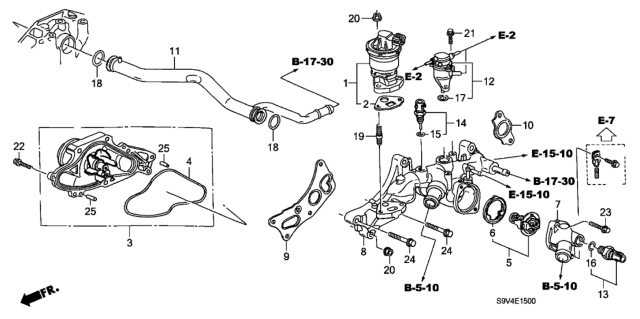 2003 Honda Pilot Thermostat Assembly (Nippon Thermostat) Diagram for 19301P8EA10