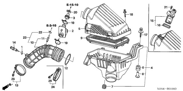 2005 Honda Accord Element Assembly, Air Cleaner Diagram for 17220RAAA00