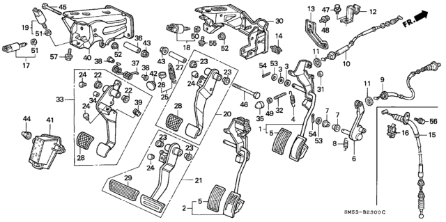 1992 Honda Accord  Clip, Throttle Wire Diagram for 17938SE0941