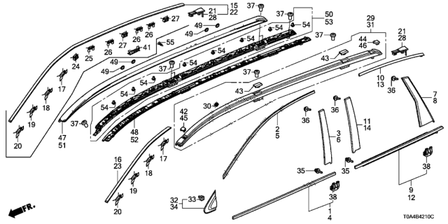2016 Honda CR-V Clip A, Windshield Diagram for 73154T0A003